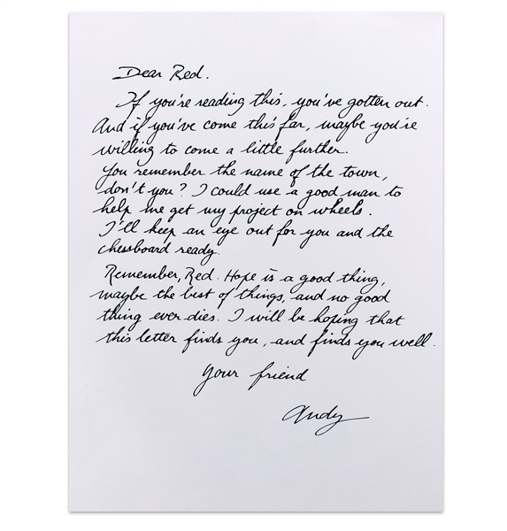 Shawshank Redemption (1994) - Andy Dufresne (Tim Robbins) Original "Dear Red" Letter