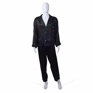 Hugh Hefner Custom Black Silk Monogrammed Pajamas