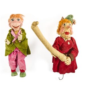 Walton & O'Rourke Punch and Goofy Hand Puppets.