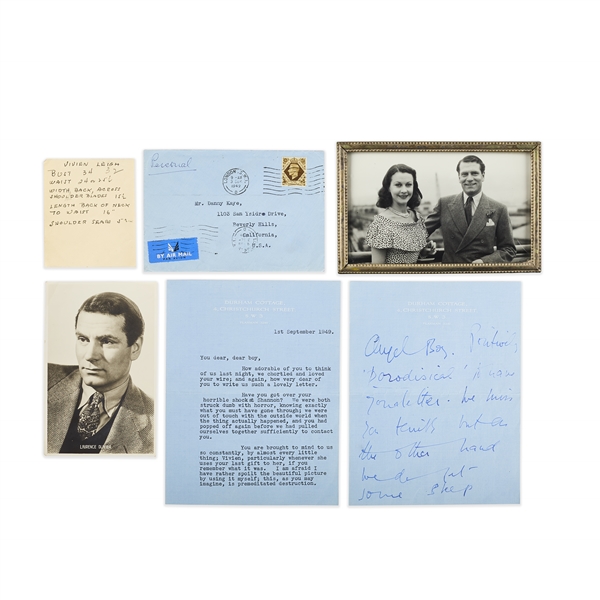 Olivier & Leigh Letters to Danny Kaye with Photo